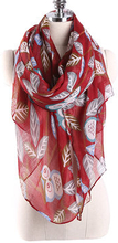 180cm Women Ladies Voile Long Owl Leaves Print Pattern Long Scarf Warm Wrap Shawl