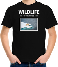 IJsbeer t-shirt met dieren foto wildlife of the world zwart voor kinderen