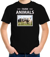 Kudde koeien t-shirt met dieren foto farm animals zwart voor kinderen