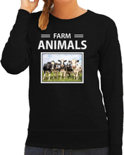 Kudde koeien sweater / trui met dieren foto farm animals zwart voor dames