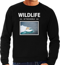 Ijsbeer sweater / trui met dieren foto wildlife of the world zwart voor heren