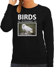 Sneeuwuilen sweater / trui met dieren foto birds of the world zwart voor dames