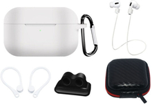 AirPods Pro (1 & 2. gen.) Hurtel Silikone Case Sæt m. Etui, Neck Strap & Ear Hook - Hvid