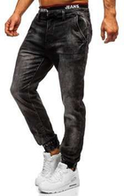 Czarne spodnie jeansowe joggery męskie Denley R31002S0