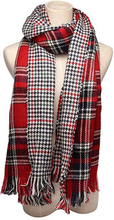 Women Colorful Plaid Double Faced Knitted Tweed Scarf Shawl