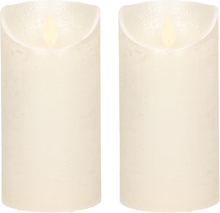 2x Creme parel LED kaarsen / stompkaarsen met bewegende vlam 15 cm