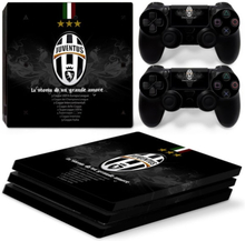 PS4 Pro skin til konsol & to controllere. Juventus logo. Ovalt.