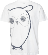 Aop Owl Tee - Gots/Vegan T-shirts Short-sleeved Hvit Knowledge Cotton Apparel*Betinget Tilbud