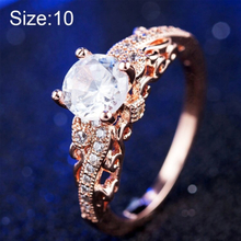 1 Pair Women Fashion Micro-inlaid Zircon Engagement Ring Princess Queen Aristocratic Temperament Couple Ring(Rose Gold US size: 10)