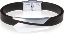 Zwarte Siliconen armband RVS Element Zilver