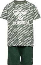 Hmlnole Night Suit S/S Sets Sets With Short-sleeved T-shirt Grønn Hummel*Betinget Tilbud