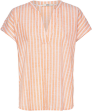 Striped Cotton Blouse Tops Blouses Short-sleeved Orange Esprit Casual