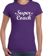 Super coach cadeau t-shirt paars voor voor dames - Cadeau shirts
