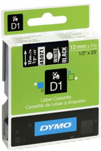 Dymo Tape DYMO D1 12mm, hvid på sort