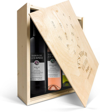 Set da vino in Cassettina personalizzata - Maison de la Surprise - Merlot, Syrah e Sauvignon Blan