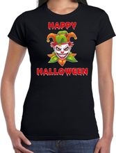 Happy Halloween groene horror joker verkleed t-shirt zwart voor dames