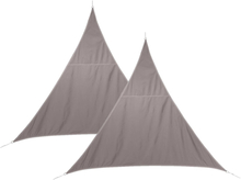 Set van 2x stuks polyester schaduwdoek/zonnescherm Curacao driehoek taupe 2 x 2 x 2 meter