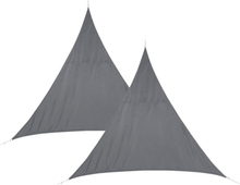 Set van 2x stuks polyester schaduwdoek/zonnescherm Curacao driehoek grijs 2 x 2 x 2 meter