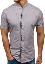 Koszula męska z krótkim rękawem szara Bolf 5518
