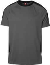ID PRO Wear T-shirt med kontrast farve, 0302 silver grå str. M