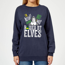 Elf Raised By Elves Women's Christmas Jumper - Navy - XS