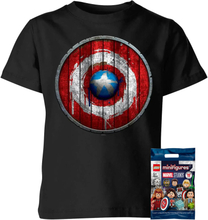 LEGO Marvel Mini Figure with Captain America Kids T-Shirt - Black - 5-6 Years