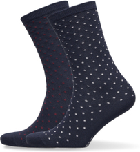 Fine Dot So 2P Lingerie Socks Regular Socks Marineblå Esprit Socks*Betinget Tilbud