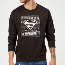 DC Superman Christmas Knit Logo Black Christmas Jumper - S