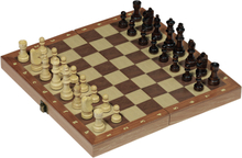 Houten schaakbord opvouwbaar 30 x 30 cm inclusief schaakstukken