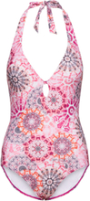 Recycled: Swimsuit With A Print Badedragt Badetøj Pink Esprit Bodywear Women