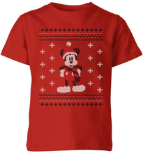 Disney Mickey Scarf Kids' Christmas T-Shirt - Red - 3-4 Years - Red
