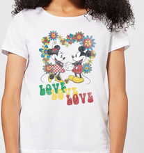 Disney Mickey Mouse Hippie Love Women's T-Shirt - White - S