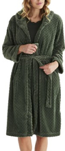 Damella Jaquard Fleece Hoodie Robe Oliven polyester Large Dame