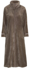 Damella Jacuard Fleece Zipper Robe Brun polyester Large Dame