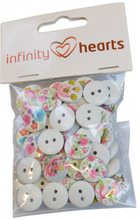 Infinity Hearts Knappar Tr Blommor Ass. frger 15mm - 50 st