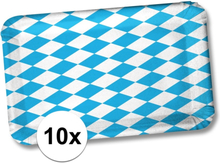 10x Papieren bordjes met blauwe/witte ruit 17 x 24 cm bierfeesten/Oktoberfest feestartikelen