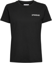 2Nd Pure Logo T-shirts & Tops Short-sleeved Svart 2NDDAY*Betinget Tilbud