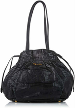 Pre-Owned Leather Drawstring Tote Bag