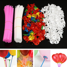 50Pcs White Colorful Plastic Balloon Holder Sticks Rods W Cups Wedding Party Decoration