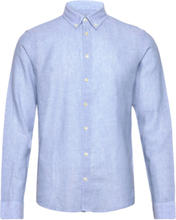 Cfanton 0053 Bd Ls Linen Mix Shirt Tops Shirts Casual Blue Casual Friday
