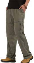 Plus Size Casual Outdoor Multi-Pockets Loose Elastic Straight Leg Cargo Pants For Men