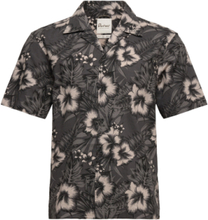 Hawaiian Print S/S Shirt Tops Shirts Short-sleeved Black Penfield