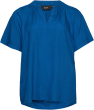 Marley, S/S, Blouse Tops Blouses Short-sleeved Blue Zizzi