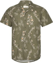 Shirt Tops Shirts Short-sleeved Khaki Green Blend