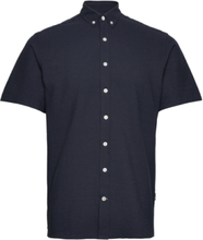 Johan Seersucker Stripe S/S Shirt Kortermet Skjorte Marineblå Kronstadt*Betinget Tilbud