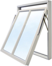 Vridfönster med mittpost - 3-glas - Aluminium - U-värde 1,1 8x8 Frostat glas Ingen spaltventil