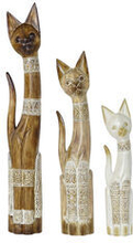 Dekorativ figur DKD Home Decor Katte (3 pcs) (14 x 7,5 x 80 cm) (12 x 6,5 x 60 cm) (16 x 7.5 x 100 c