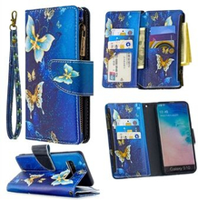 Pattern Printing Zipper Wallet Leather Phone Case for Samsung Galaxy S10