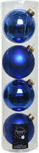 4x Kobalt blauwe glazen kerstballen 10 cm glans en mat