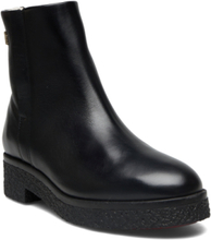 Crepe Look Ankle Boot Shoes Boots Ankle Boots Ankle Boots Flat Heel Black Tommy Hilfiger